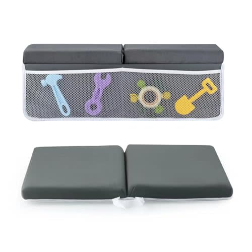 PandaEar Comfortable Baby Bath Kneeler and Elbow Rest Pad Set, Non-Slip Bathtub Kneeling Pad for Bathing Baby Tub Knee Mat, Bath Pad for Tub, Bath Tub Cushion Mat with Toy Organizer Storage Pockets