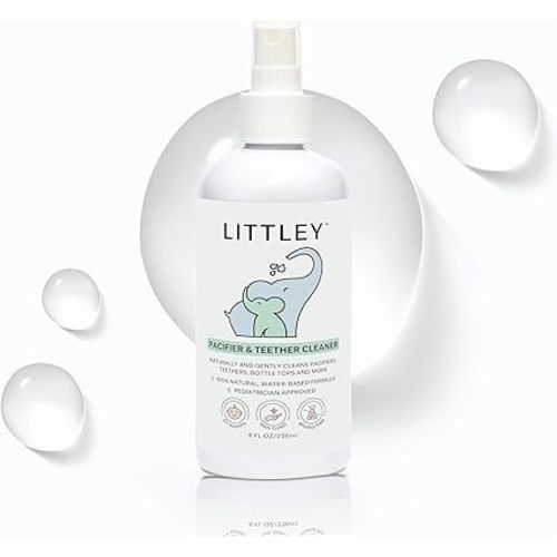 Littley Pacifier & Teether Cleaner | Alcohol‑Free HOCl Spray for Baby Pacifiers, Teethers, Bottles & High‑Touch Toys | Fragrance‑Free | Portable Travel Size | 8 oz