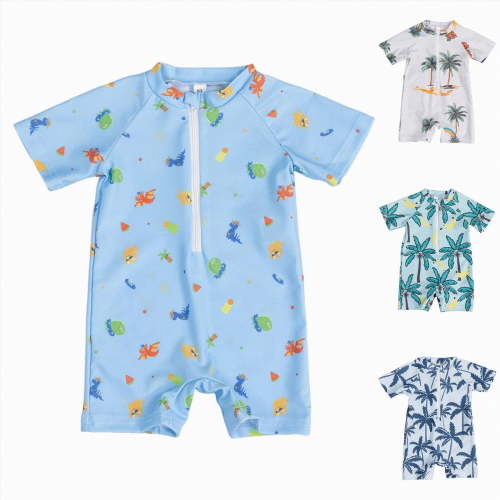 YDFCWXW Baby Boy Swimsuit Rash Guard Toddler One Piece Bathing Suit Infant Swimwear UPF 50+ (White, 3-6 Months)