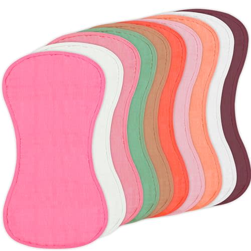 Sublaga 10Pcs Muslin Baby Burp Cloths Sets for Unisex, 20X10 Inches Burp Rags Cotton Burping Clothes for Newborn, Baby Girls and Boys