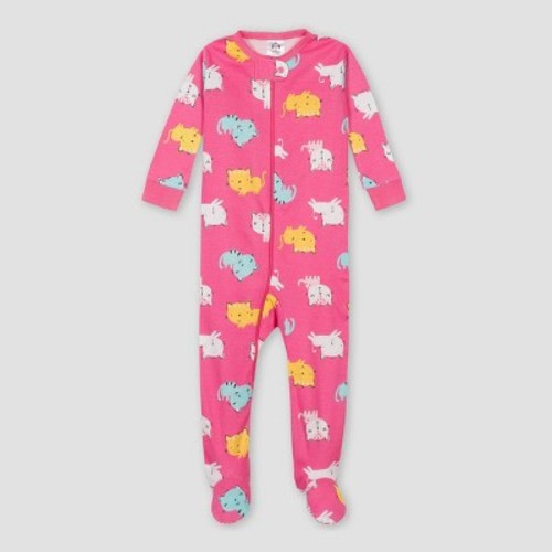 Gerber Baby Girls' 2pk Cat Footed Pajama - Beige/Pink, Size: 6M