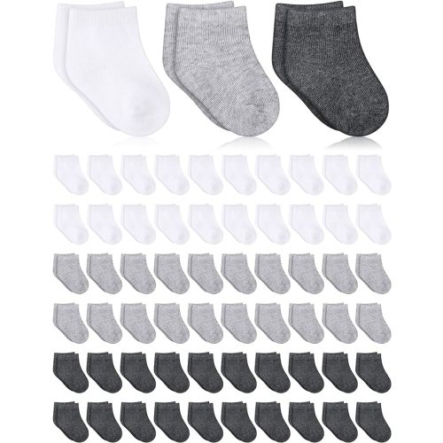 Jecery 60 Pairs Baby Socks Infant Socks Bulk for Newborn Baby Boys Girls Kids Toddler Unisex Low Cut Anklets Pure Cotton