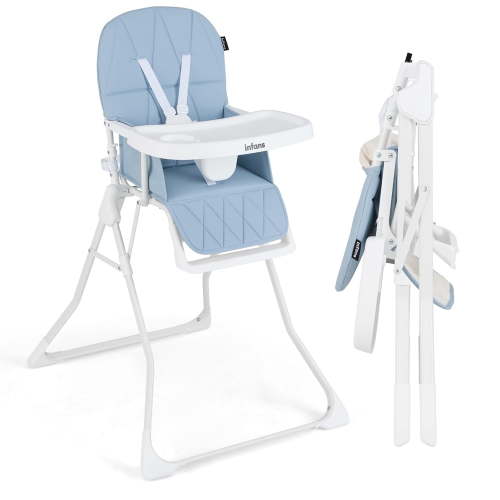 INFANS Baby High Chair, Quick Folding Portable Highchair for Babies and Toddlers with Adjustable Footrest Removable Dishwasher Tray PU Seat, Compact Highchairs for Baby Age 6-36 Months