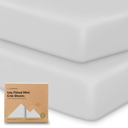 Pack and Play Sheets Fitted - 2-Pack Mini Crib Sheets for Pack N Play Mattress 38x26, Soft & Cozy, Neutral Toddler Playard Bedding, Snug Fitted Mini Baby Crib Mattress Cover Boy, Girl (French Gray)