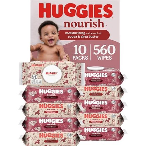 Huggies Nourish Scented Baby Wipes, 10 Packs, 560 Wipes