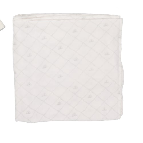 Pointelle Graphic Blanket - Cream/Blue Crown