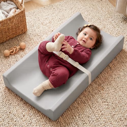 Mallify Baby Changing Pad, Waterproof & Wipeable Vegan Leather Diaper Changing Mat, Non-Slip Changing Pad for Dresser, Changing Table (Grey)