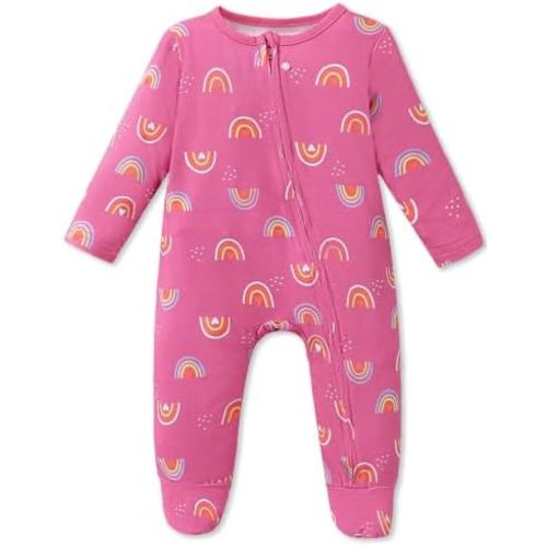 Mikrdoo Baby Girls Zipper Footie Pajamas Bamboo Viscose Sleeper Preemie-9M