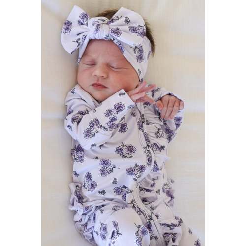 Ruffle Zipper Footie | Amethyst Garden