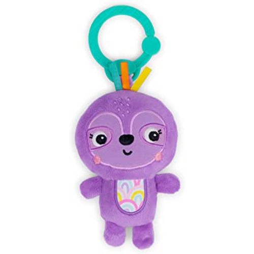 Bright Starts Jingle Joy Reach & Rattle Toy for Stroller – Purple Sloth with Chime Sounds - Unisex, Newborn +