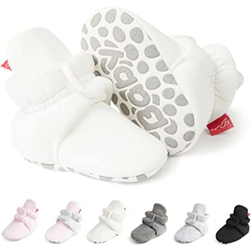 Meckior Infant Baby Boys Girls Cotton Booties Winter Fleece Warm Cozy Socks Soft Bottom Newborn Toddler First Walkers Crib Shoes with Grippers