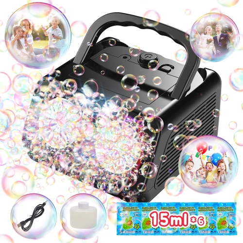 JoyStone Upgraded Bubble Machine, Automatic Bubble Machine for Kids 20000+ Bubbles Per Minute with 2 Fans, Bubble Maker for Outdoor Indoor Birthday Wedding Party, Black