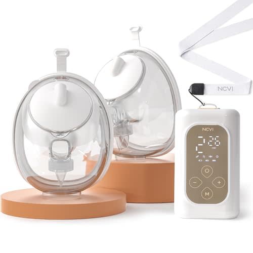 NCVI Ultra-Light Wearable Breastfeeding Pump Hands-Free, Hospital-Grade Portable Electric Breast Pump with Double Sealed Milk Cup, 21/24mm Flanges Suit for 17-23mm Small Nipples, 4 Modes 9 Levels