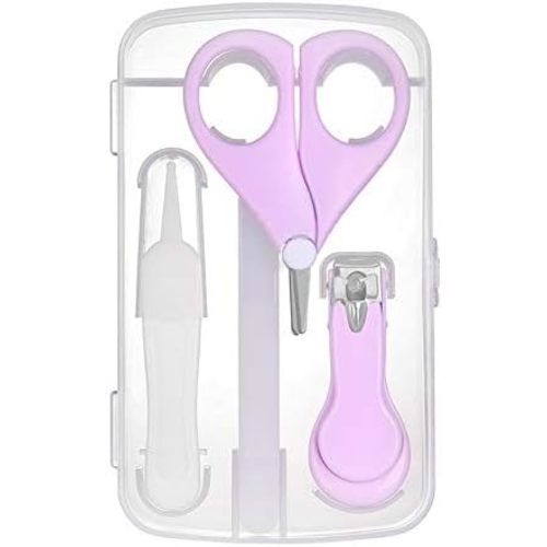Magik 4-in-1 Baby Newborn Infant Toddler Grooming Kit Nail Clippers Scissor Nail File Tweezer Set (Light Purple)