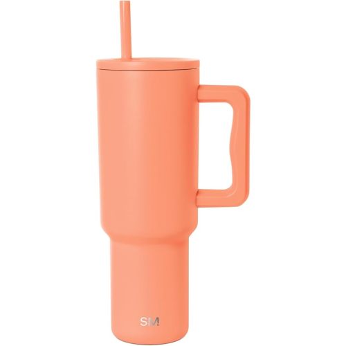 Simple Modern 40 oz Trek Tumbler with Handle and Straw Lid | Cup Holder Friendly Insulated Stainless Steel Travel Mug | Mango
