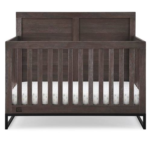 Simmons Kids Foundry 6-in-1 Convertible Baby Crib, Rustic Grey with Matte Black