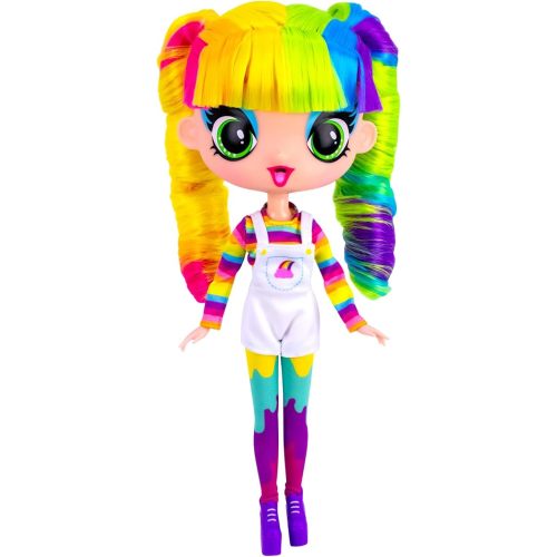 Decora Fashion Girlz Series 2– Decora Dream – 11” Fabric-Costumed Posable Vinyl Doll with Extra-Long Rainbow Hair, 50+ Surprises, Puffy & Flat Removable Stickers, and Accessories