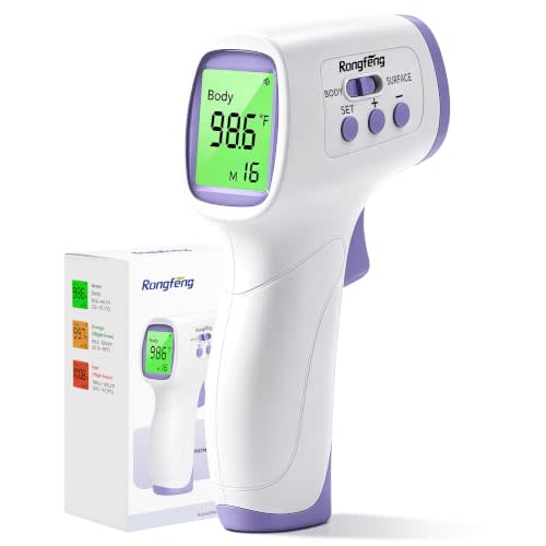 No-Touch Forehead Thermometer for Adults,Kids & Babies,1-Second Fast Reading Digital Thermometer with Fever Alarm,3-Color Backlit & 32 Memories,Non-Contact Baby Thermometer for Body,FDA Cleared