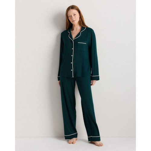 Bamboo Jersey Long Sleeve Pajama Set in Nocturnal Green