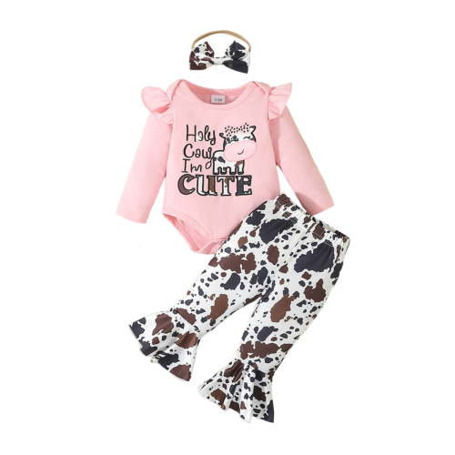 OBEEII Infant Toddler Girls Long Sleeve Romper and Pants Cute Printed Fall Winter Outfits Baby Cake Smash Birthday Outfits with Headband