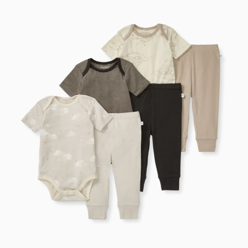 Burt's Bees Baby Organic Short Sleeve Bodysuit & Pant Set (3 Pack) - Limestone, 0-3 M