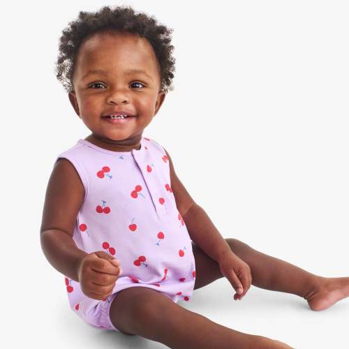 Baby organic henley bubble shortie in summer fruits | Primary.com