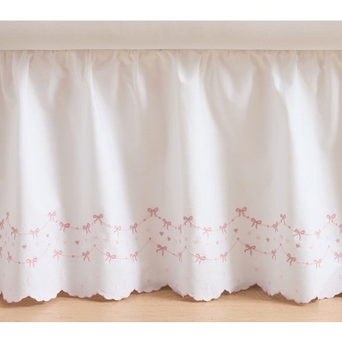 Welcome Home Baby Embroidered Heart Crib Skirt
