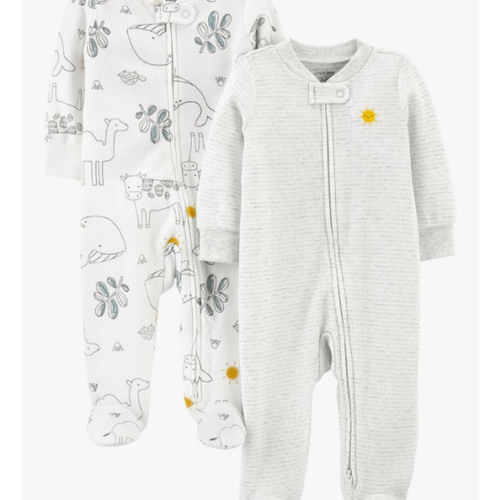 Simple Joys by Carter's unisex-baby 2-way Zip Thermal Footed Sleep and Play, Pack of 2