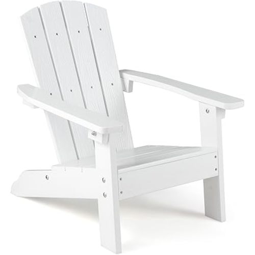 Giantex Kids Adirondack Chair, All-Weather HIPS Children's Outdoor Chair w/Ergonomic Design, Toddler Lawn Chairs for Age 3-8, Kids Beach Chair for Garden Patio Backyard (1,White)