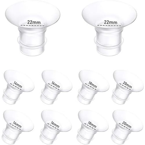 10PCS Breast Pump Flange Insert Kit - 14/16/18/20/22mm*2pc for Momcozy M5/M9/M6/S12 Pro/V1 pro/V2 pro, Spectra S1/S2, Eufy E10/S1 Pro, Medela/Elvie/Lansinoh/Paruu P10 Breast Pump Wearable Pumps