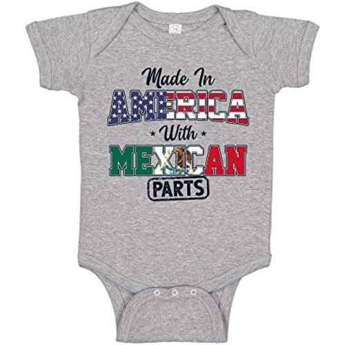 Made in America with Mexican Parts Baby Bodysuit One Piece or Toddler T-Shirt Mexican Heritage Clothing