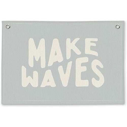 Coastal Beach Kids Room Decor - Linen Banner Wall Hanging Canvas Banner Flag Decor for Kids Toddler Bedroom Nursery Playroom