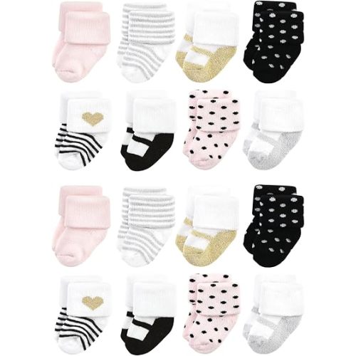 Hudson Baby Unisex Baby Cotton Rich Baby Terry Socks 16-Pack
