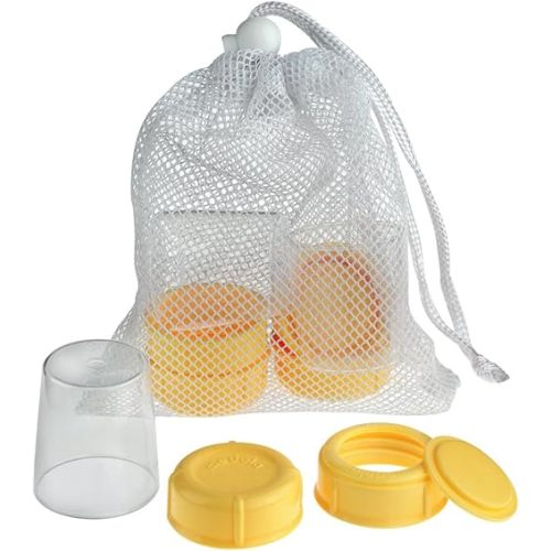 Medela Spare Parts for Breast Milk Bottles, Extra Caps, Lids, Collars, and Discs, Includes Convenient Mesh Bag for Easy Washing, Bottle Spare Parts Made Without BPA