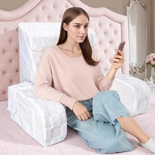 Reading Pillow for Sitting in Bed Adult, Back Pillow with Arms for Bed Sitting up, Backrest Chair Pillow for Reading, Watching,Resting/Watching TV on Couch or Floor,Large