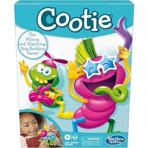 Hasbro Gaming Cootie Mixing and Matching Bug-Building Game | 2-4 Players | Easy Preschool Board Games | Easter Basket Gifts for Boys and Girls| Ages 3+
