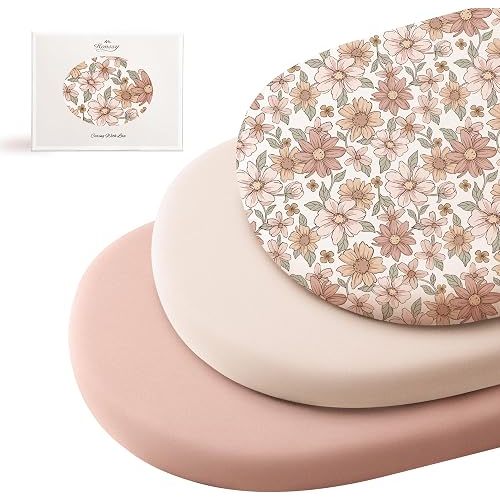 Konssy 3 Pack Stretchy Bassinet Sheets for Baby Girls and Boys, 32"x16"