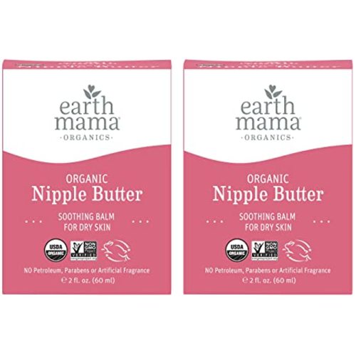 Organic Nipple Butter Breastfeeding Cream by Earth Mama | Lanolin-free, Safe for Nursing & Dry Skin, Non-GMO Project Verified, 2-Fluid Ounce (2-Pack) (Packaging May Vary) - 2 Fl Oz (Pack of 2)