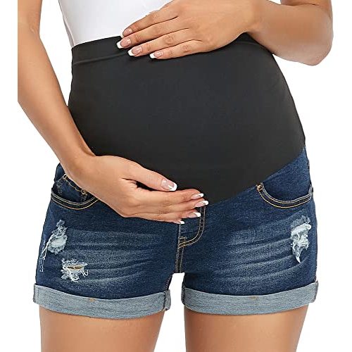 fitglam Women's Maternity Shorts Over Belly Pregnancy Lounge Workout Running Pajama Sleep Shorts with Pockets