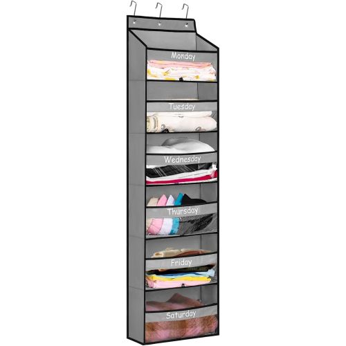 Weekly School Clothes Organizer Days of Week Clothing Organization for Kids Hanging Closet Shelf Storage with Monday to Saturday Layers (Door Hanging)