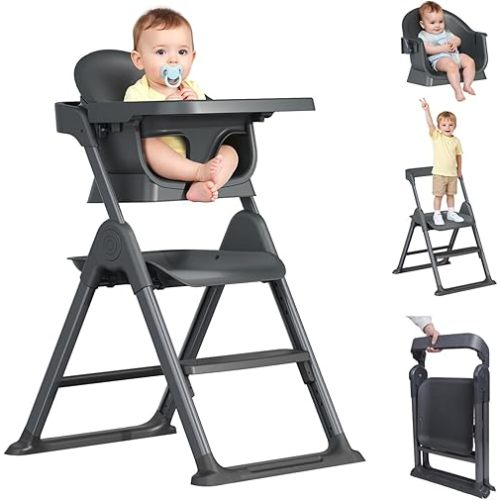 6 in 1 Convertible Baby HighChairs & Step Stool, Foldable High Chairs for Babies and Toddlers, Portable Booster Seat for Dining, Folding Toddler Tower for Kitchen