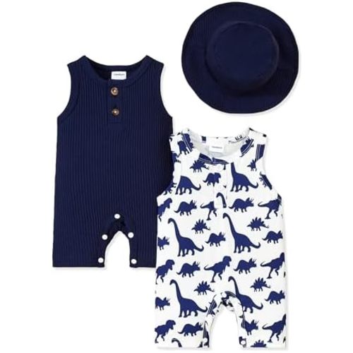 NZRVAWS Newborn Baby Boy Girl Clothes Unisex Infant Romper Pants Set Hat 4-Pack Outfits 0-12 Months 16 Pieces Toddler