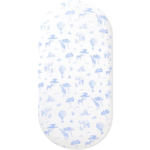 Oval Bassinet Sheet in Toile Safari