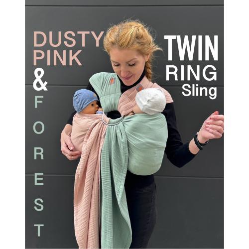 Twin Ring Sling, Twins baby carrier, Twins sling for newborn, 100% Organic Cotton, Muslin ring sling, Mint blue twin ring sling