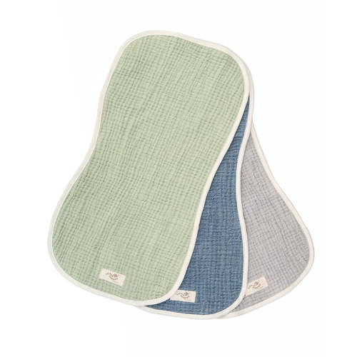 Little Fishies Gauze Burping Cloth Bundle – 3 Pack – Sage / Grey / Navy – Sand Cloud