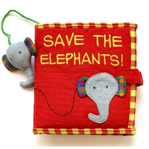 Zee Bee Market Fabric Kids Book - Save The Elephants