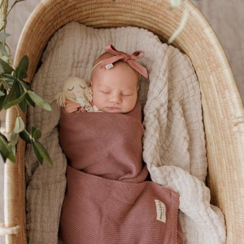 Bleu La La Luxe Collection 100% Organic Luxury Knit Baby Blanket + Hat Set - Sugar Plum