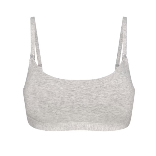 COTTON JERSEY MATERNITY NURSING SCOOP BRALETTE | LIGHT HEATHER GREY | SKIMS