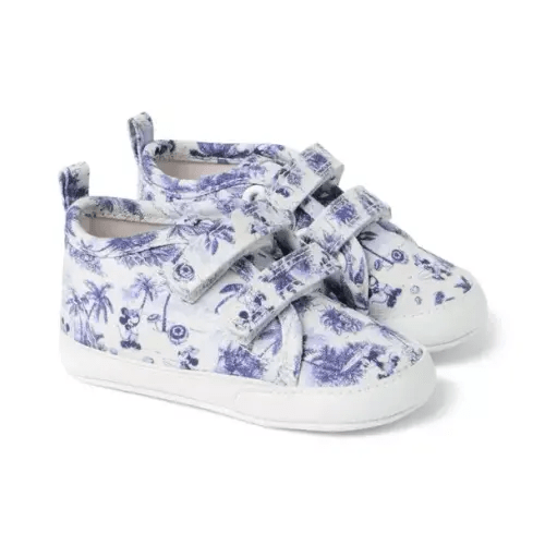 Baby White Surf Toile Disney Mickey Mouse Surf Toile Baby Sneaker by Janie and Jack