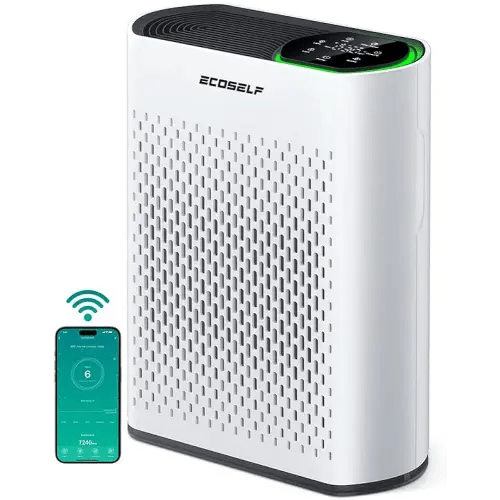 Smart Air Purifiers for Large Room, Cleans 2,400 ft² in 30 Mins, 3-Stage True HEPA, 360° Airflow, Smart WiFi App Control, Real-Time Air Quality (PM2.5) Display, Ultra-Quiet 20dB Sleep Mode, HAP602WF